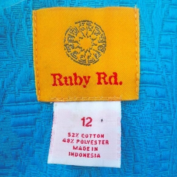 Ruby Rd Women's 12 Teal Ruffled Long Sleeve Jacket - Picture 8 of 16